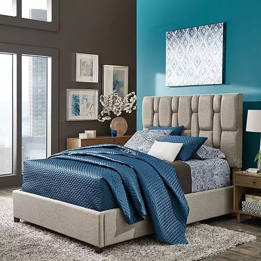 Briston Pattern Tufted Bed in Gray