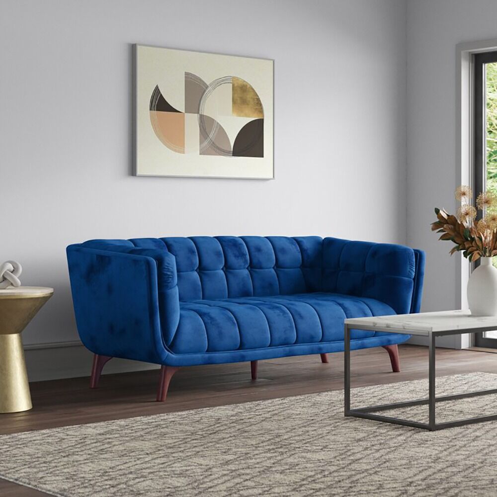 Flared Arm Tufted Velvet 3 Seater Sofa