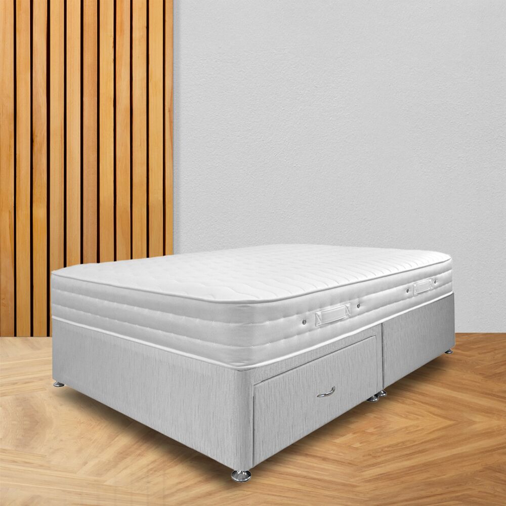 Memory Mattress with Grey 2 Drawer Platform Divan Bed