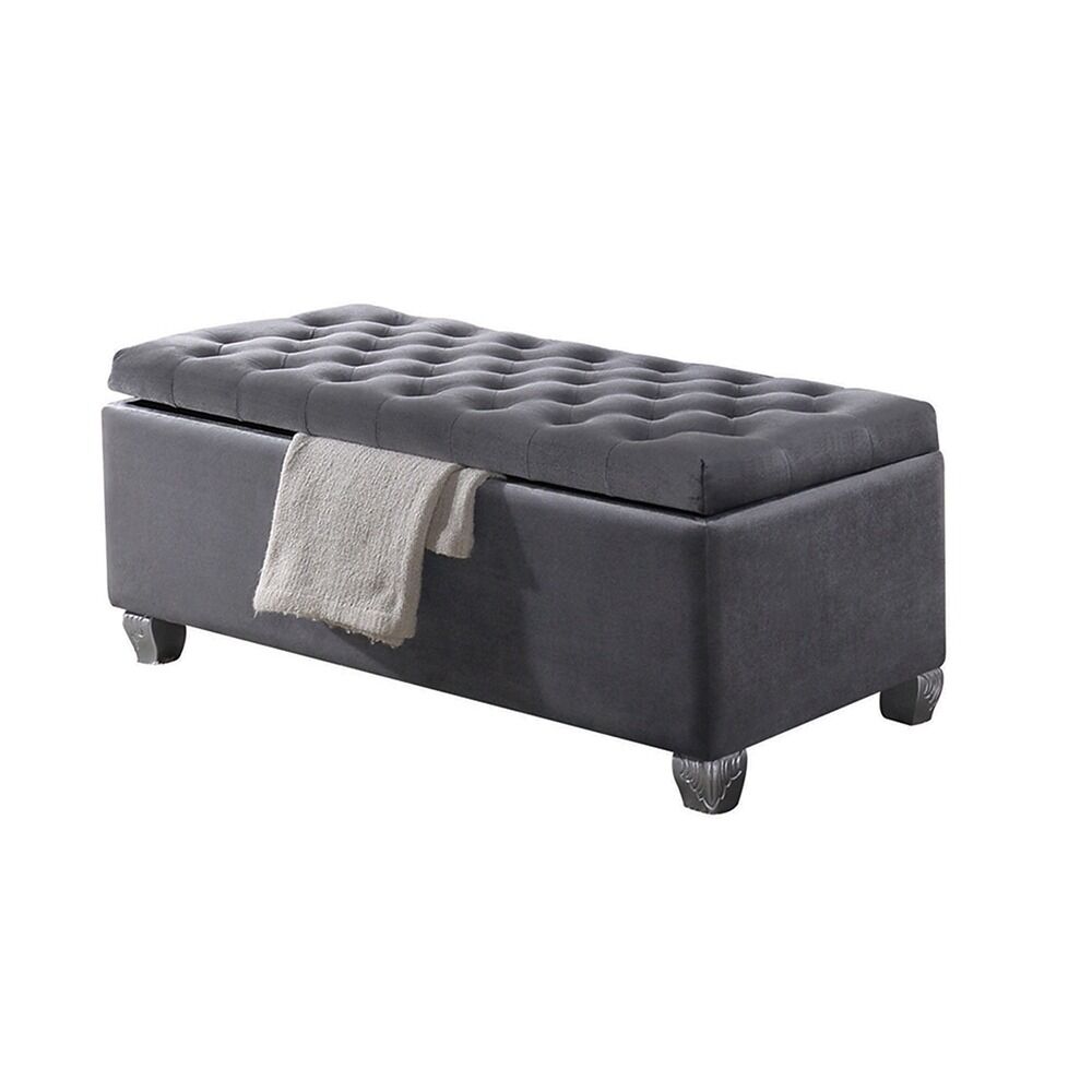 Rebekah Grey Fabric Storage Bench