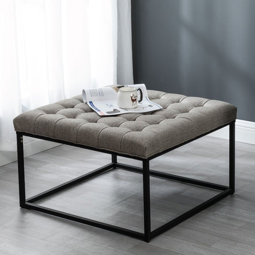 Square Button Tufted Ottoman