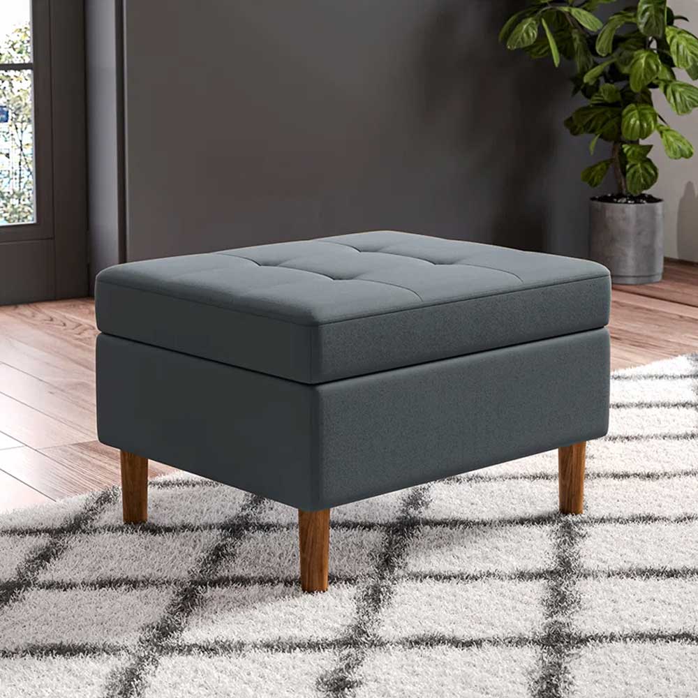 Velvet Tufted Rectangle Ottoman with Storage