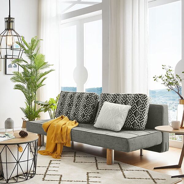 Modern Design Sofa cum Bed in Gray with Removable Cover