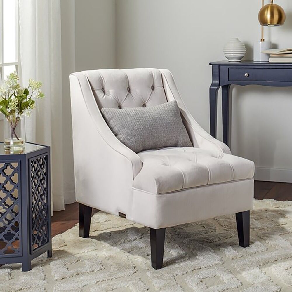 Ivory Velvet Tufted Accent Chair