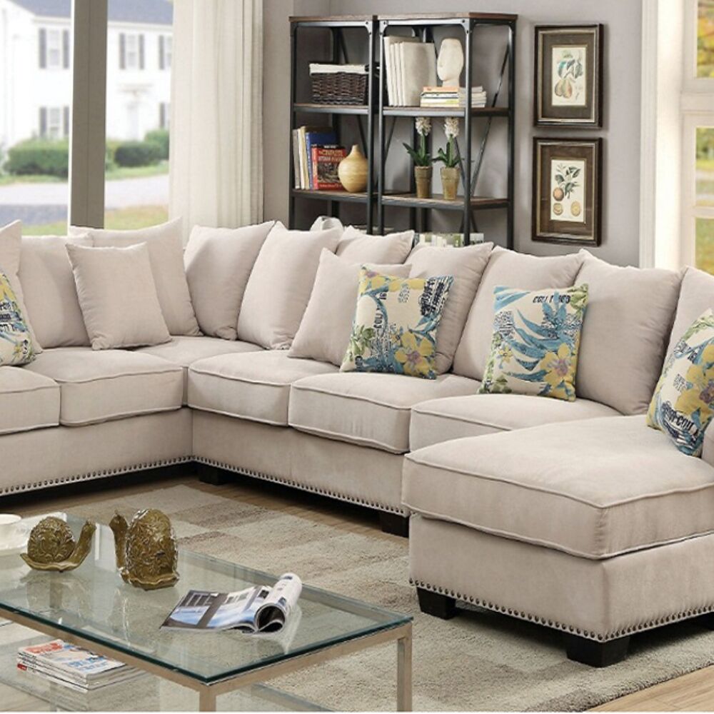 Riti Contemporary Ivory Fabric 4-piece Sectional