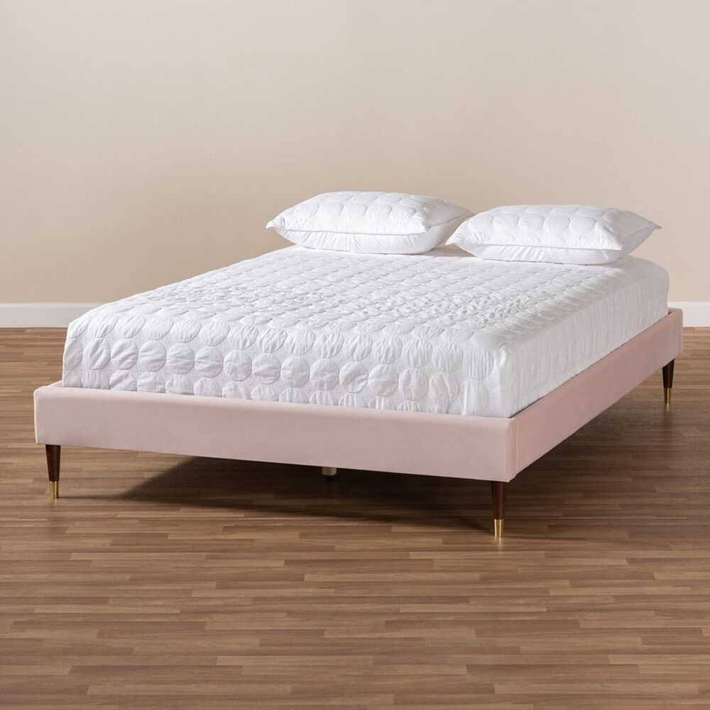 Volden Glam And Luxe Light Pink Velvet Upholstered Bed