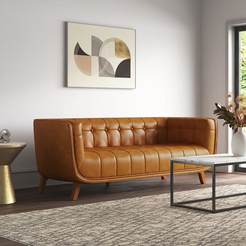 Ardrie PVC Faux Leather Flared Arm Sofa