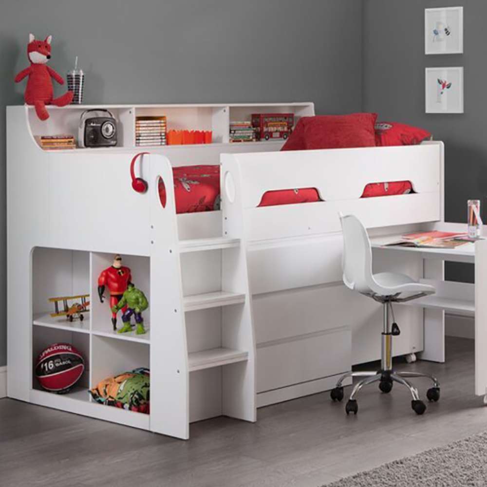 Aries Single Mid Sleeper Bed with Shelf and Desk