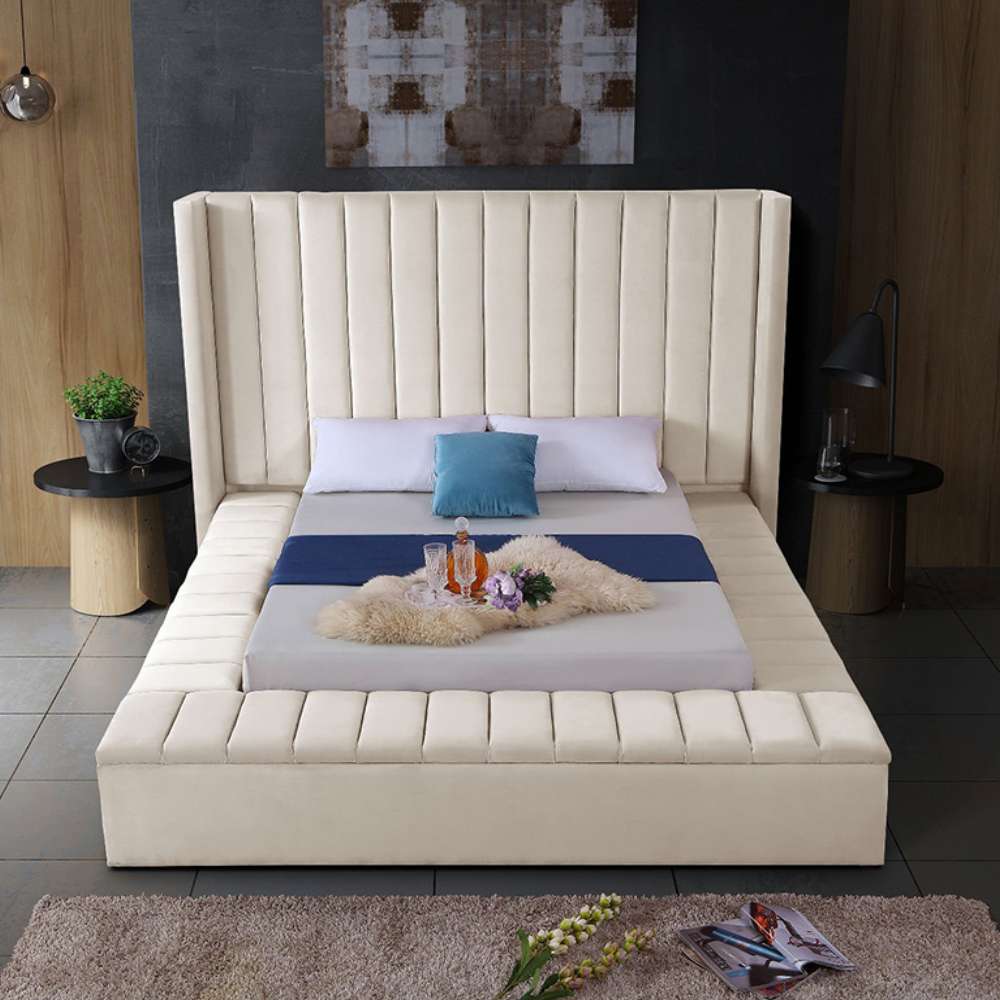 Channel tufting / storage velvet king bed