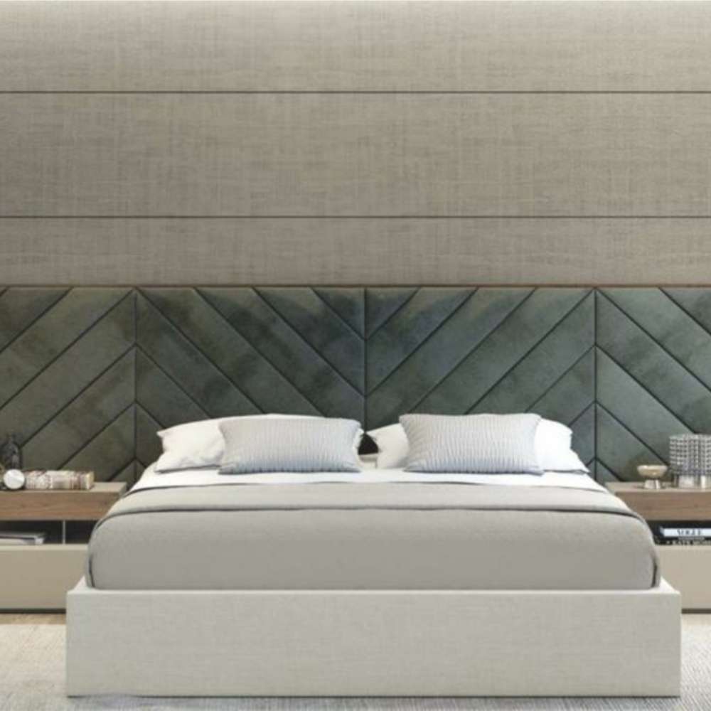 Cross Lines Tufted WallPanel Headboard Bed