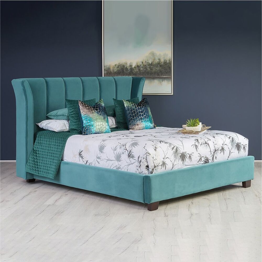 Curved Velvet Upholstered Bed