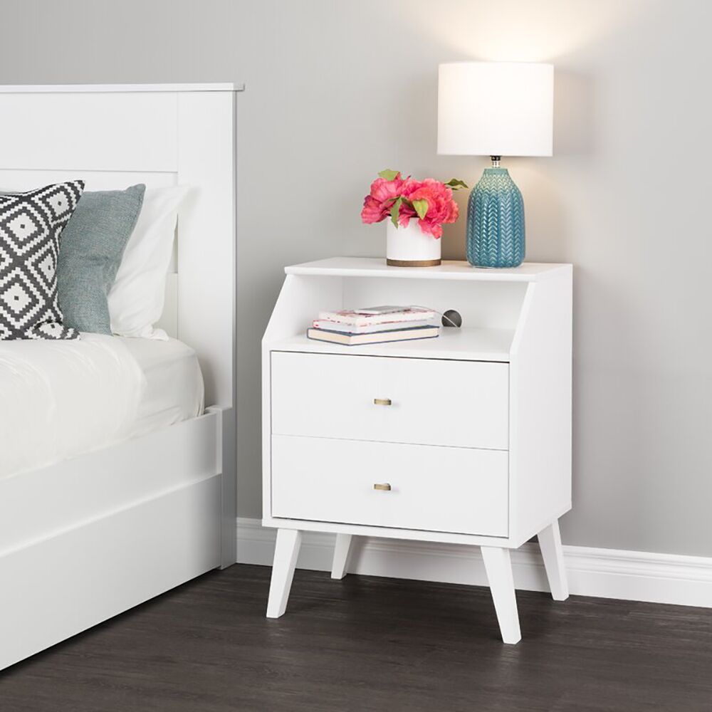 Fatima 2-Drawers Night Stand in White