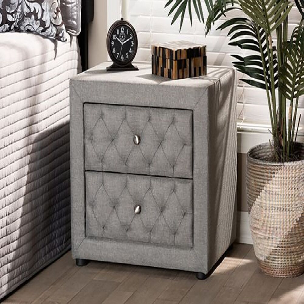 Lepine Grey Fabric Night Stand