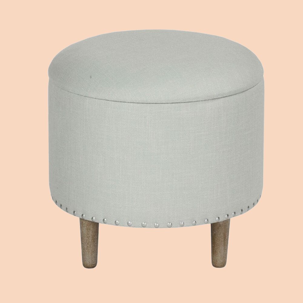 Round Linen Storage Ottoman