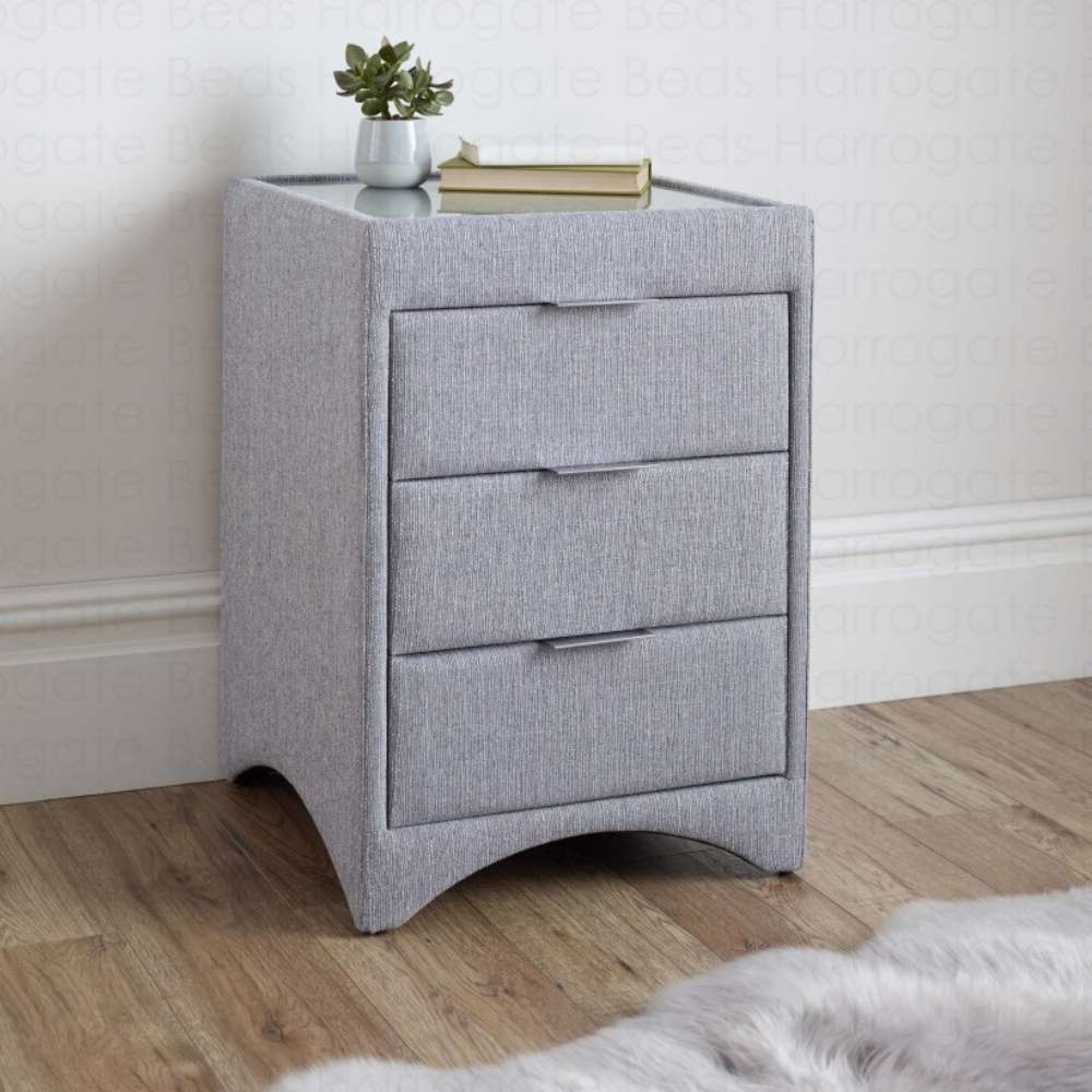 Valencia Fabric 3 Drawers Night Stand