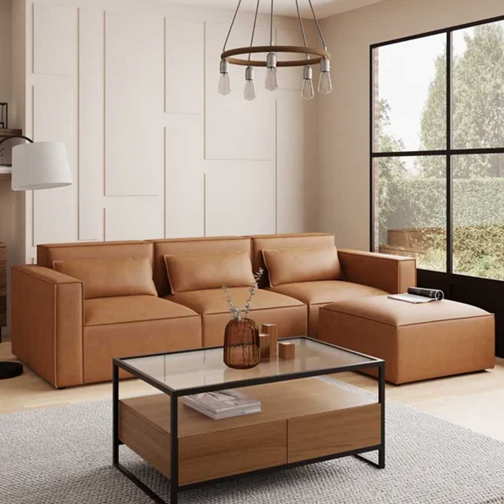 Fatima Furniture Faux Leather Sectional Sofa